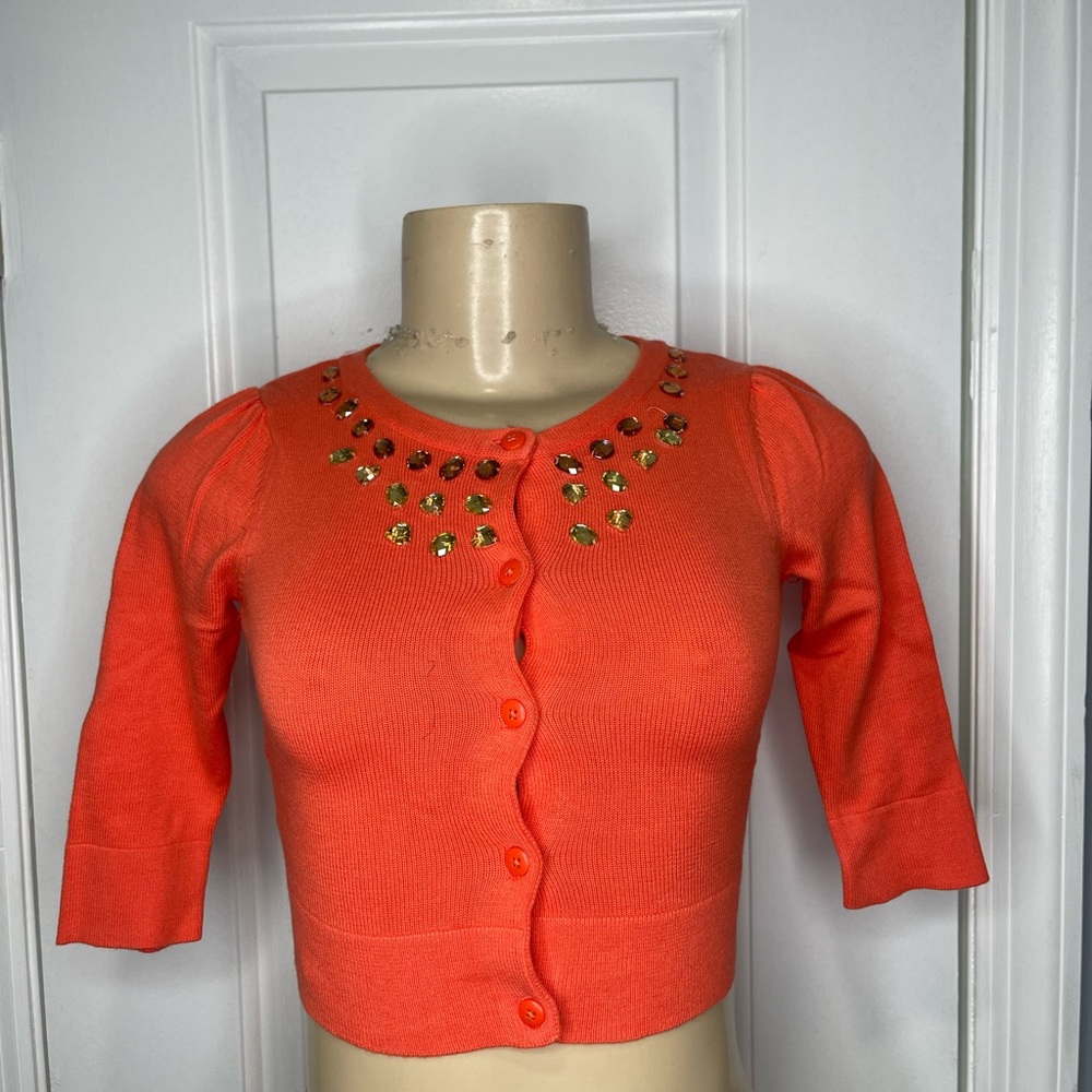 Old Navy Orange rhinestone sweater size extra small.